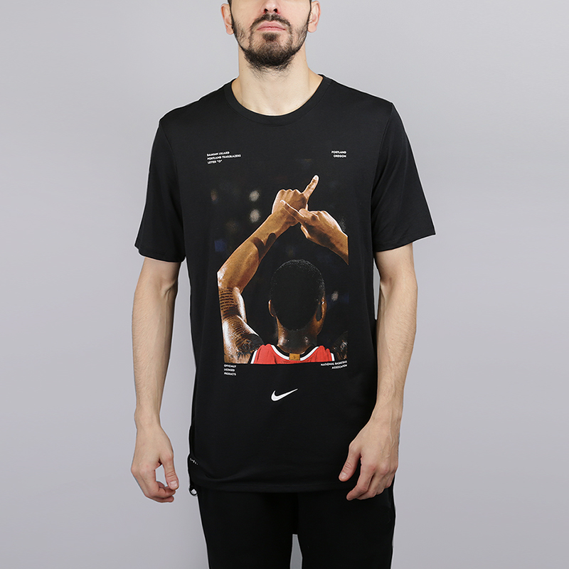 мужская черная футболка Nike Damian Lillard Dry 924637-010 - цена, описание, фото 1
